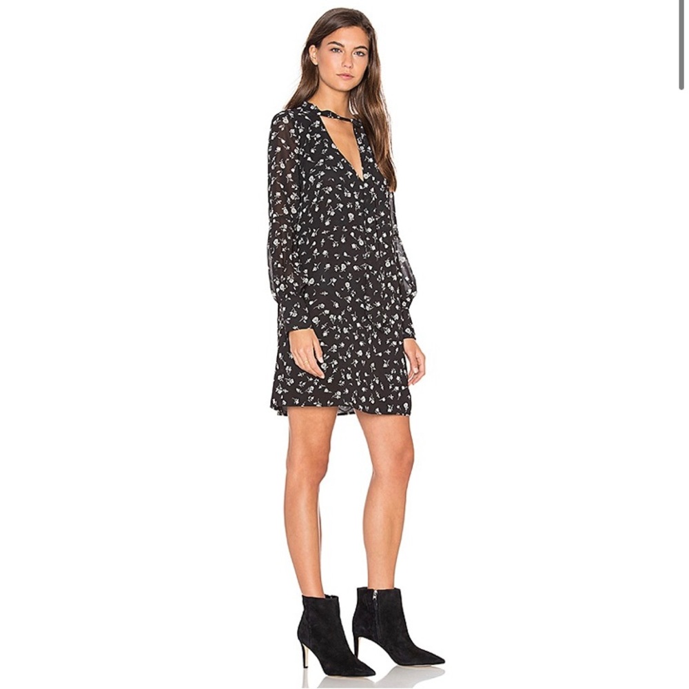 Wildfox Clean Black Fall Floral Print Mini Dress Small